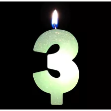 Número 3 - Vela L E D Colorido - Para Bolo E Aniversário