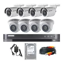 Kit Hikvision Turbo Hd Dvr 8 Canales + 4 Balas + 4 Domos Color Blanco