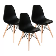 Cadeira De Jantar Decorshop Charles Eames Dkr Eiffel, Estrutura De Cor Preto, 3 Unidades