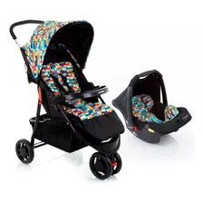 Carrinho 3 Rodas + Bebê Conforto Confort Delta Colorê Voyage Cor Colorido Cor Do Chassi Preto