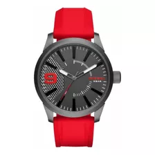 Diesel Dz1806 Rasp Gunmetal Ip Reloj De Silicona Roja