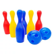 Jogo De Boliche Brinquedo Infantil 6 Pinos 2 Bolas Colorido