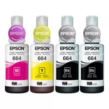 Kit 4 Refis Tinta T664 Originais Epson L110 L120 L200 L300