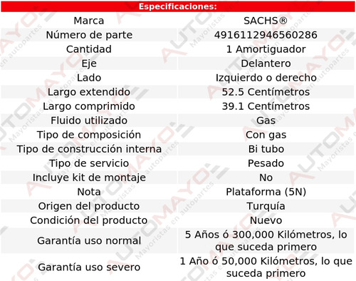 1 - Amortiguador Gas Del Izq/der Sachs Tiguan 09-17 Foto 2