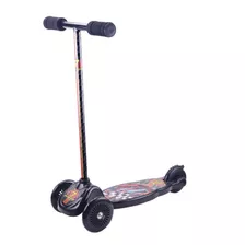 Patinete Infantil Crianças Preto Carros Com 3 Rodas