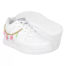 Tenis Casuales Niña Miss Pink Croacia Simipiel Blanco