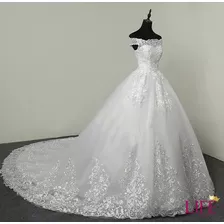 Vestido De Noiva Princesa Cauda Longa Casamento Lindo 'e134'