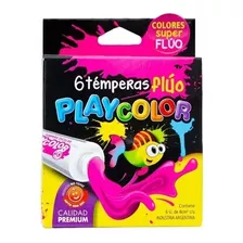 Tempera Playcolor Colores Fluo X6 Pomo 8 Cc C/u Caja X1