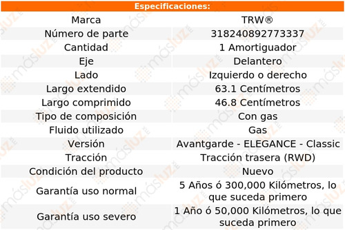 1- Amortiguador Gas Delantero Izq/der C320 Rwd 01/05 Trw Foto 2