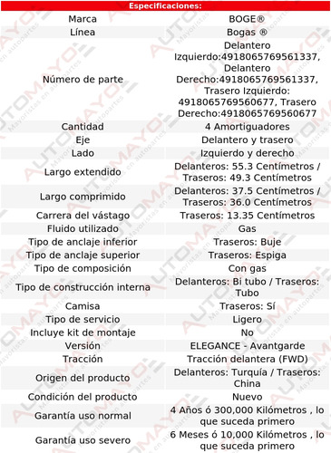 4 - Amortiguadores Gas Boge Bogas A190 L4 1.9l 05 Foto 2