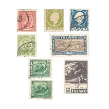 Lt1640. Lote De 7 Sellos De Islandia 1907-1948