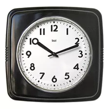 Reloj De Pared Retro Cuadrado Bai, Negro