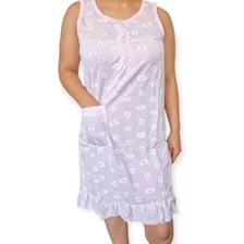 Pijama Mujer Verano Algodón Vestido De Dormir Con Bolsillo