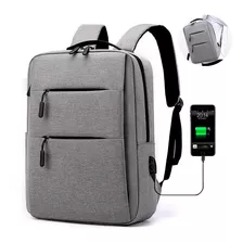 Mochila Antirrobo Impermeable Ergonomica Con Carga Usb Celular Para iPhone iPad Mac Laptop Portátil De 15 Pulgadas Gran Capacidad Uso Rudo Pro Color Gris