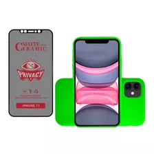 Estuche Silicone Case + Ceramico Antiespia Para Iphone11