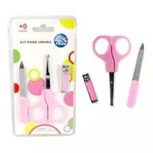 Kit Para Unhas Para Bebes Tesoura Lixa E Cortador Rosa