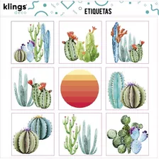 Etiquetas Diseño Cactus Trasparenes Para Frascos Botellas