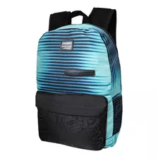 Mochila Bag Notebook Viagem Escolar Trabalho Porta Garrafa Cor Azul-água Desenho Do Tecido Estampado