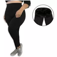 Calça Peluciada Plus Size Legging Tecido Grosso Flanelado 