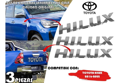 Kit De Emblemas Toyota Hilux 16-22 Original Calidad Foto 2