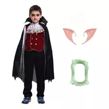 Fantasia Infantil Menino Vampiro Halloween Luxo Com 5 Peças
