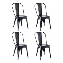 Silla De Comedor Garden Life Tolix, Estructura Color Negro, 4 Unidades