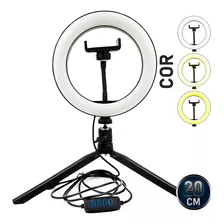 Ring Light Completo Led Suporte Celular Tripé Controle 20cm