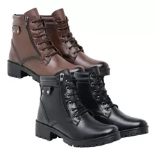 Kit 2 Pares Bota Botinha Coturno Feminino Canobaixo Inverno 