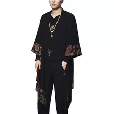 Casaco Cardigan Masculino Oriental Kimono Japonês Coreano 