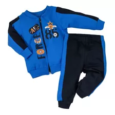 Conjunto De Moletom Bebê Zíper Force 85 Azul