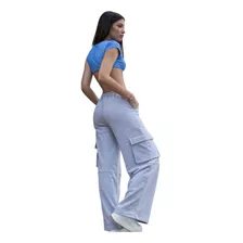 Jogging Cargo Palazzo Jogger Mujer Pantalón Wide Leg Moda 