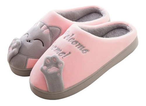 Pantufa Feminina Gatinho Com Patinha 3d Antiderrapante 