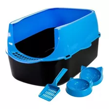 Caixa De Areia Banheiro Gato Sanitário Furba Sandbox Azul