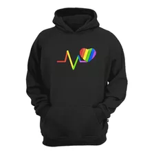 Casaco Moletom Canguru Lgbt Gay Pride Coração Blusa De Frio