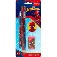 Kit Escolar Homem Aranha 5 Itens Spider Man Caneta Lapis