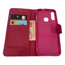 Capa Carteira Estojo Rosa Pink Compatível Moto E6 Plus