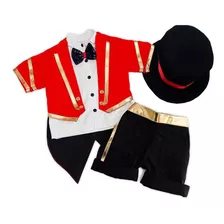 Fantasia Circo Magico Vermelho Dourado Verão Infantil