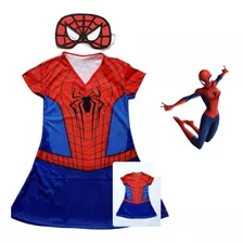 Fantasia Infantil Roupa Vestido Menina Aranha Com Máscara