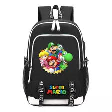 Mochila Escolar Super Mario Usb Para Hombres Y Mujeres, Para