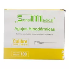 Aguja HiPodérmica Sensimedical 20gx38 Mm Amarilla Caja 100u