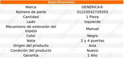 Espejo Izq Man Gmc Envoy 03/05 Generica Foto 2