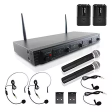 4 Channel Wireless Microphone System Portable Uhf Audio M