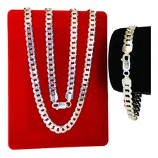 Conjunto Corrente E Pulseira Prata Masculina Grumet 7mm 70cm