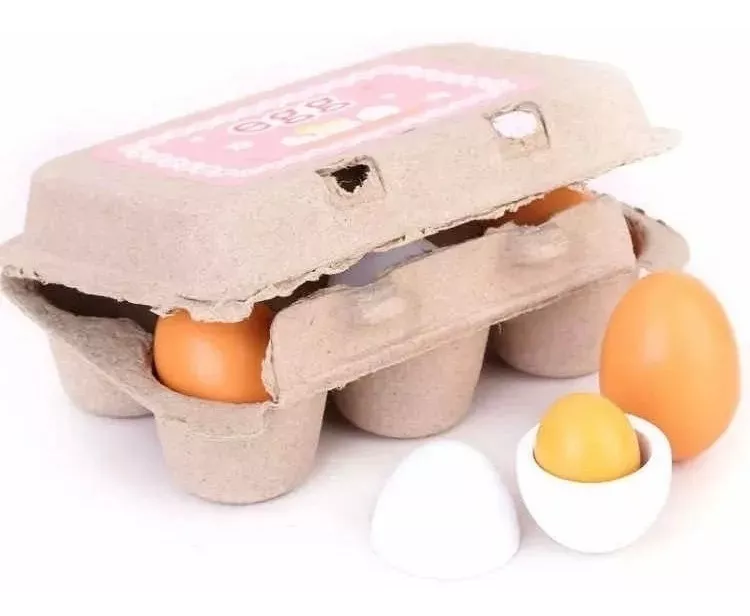 Caja De Huevos Madera 6 Unidades Juguete Didáctico