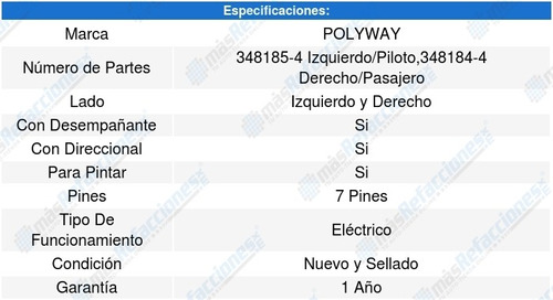 Kit-2 Espejos Polyway Chevrolet Acadia 07 A 16 Foto 3