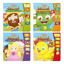 Livro Musical Infantil Coleção Completa 4 Unidades Sonoro Sitio Lobato Pintinho Amarelinho Sapo Casinha