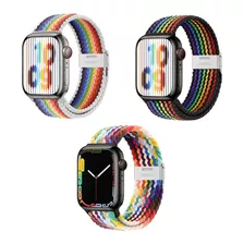 Correas Arcoíris Pride Tipo Trenzadas Para Apple Watch 3 Pza