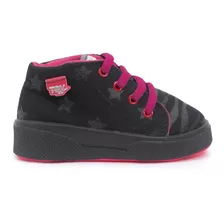 Zapatilla Lona Negra-fucsia Toy (talle 20 Al 26) Art 1119nf 