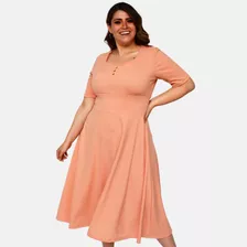 Vestido Línea A (talla Extra), Modelo 4278 (coral)