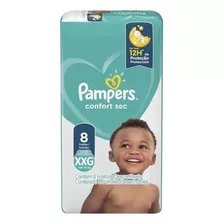 Pampers Confort Sec Xxg +14 Kg X8 Pañales - Extra Ajuste 